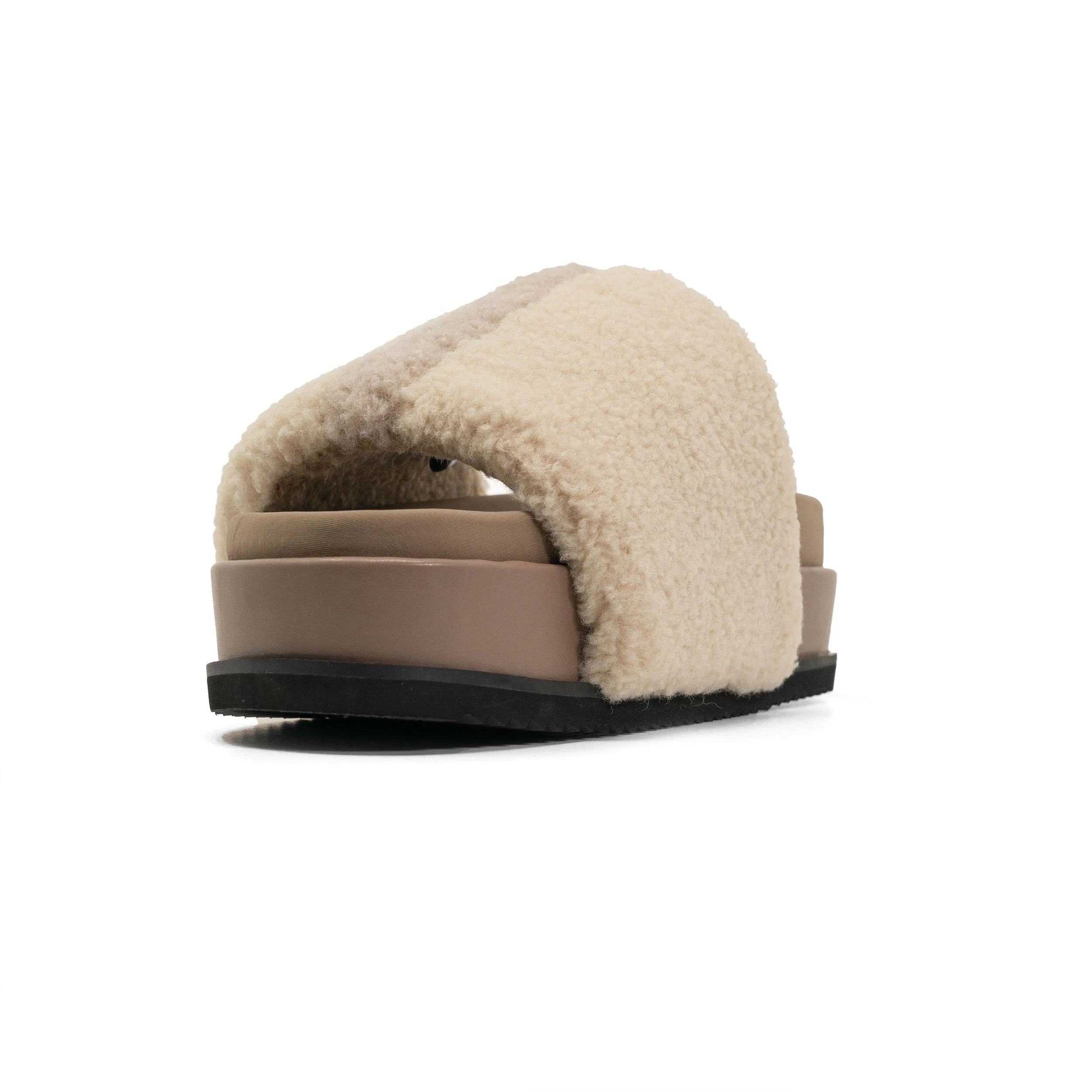 FUZZY STRIPE STACK PLATFORM NATURAL & CEMENT FAUX SHEARLING