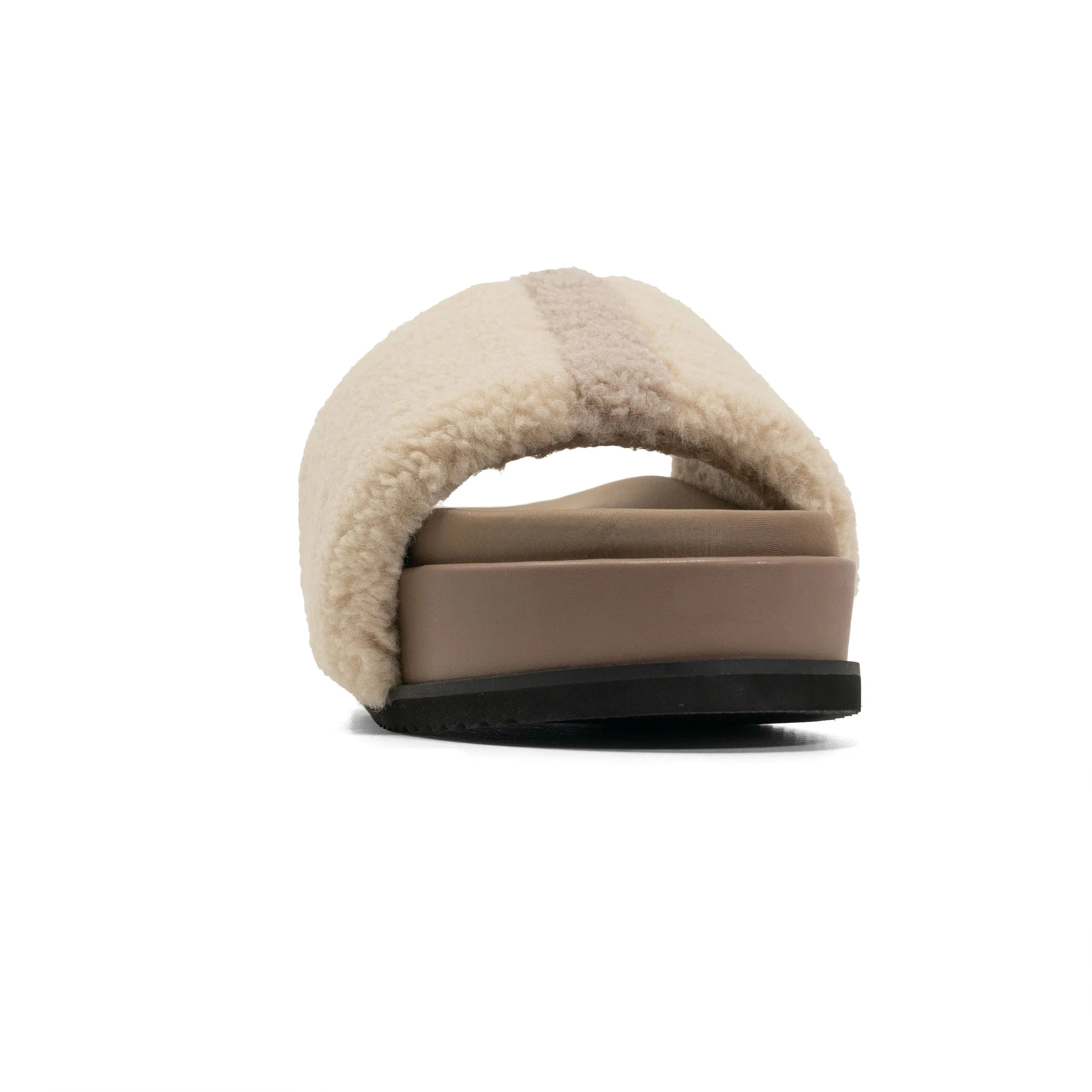 FUZZY STRIPE STACK PLATFORM NATURAL & CEMENT FAUX SHEARLING