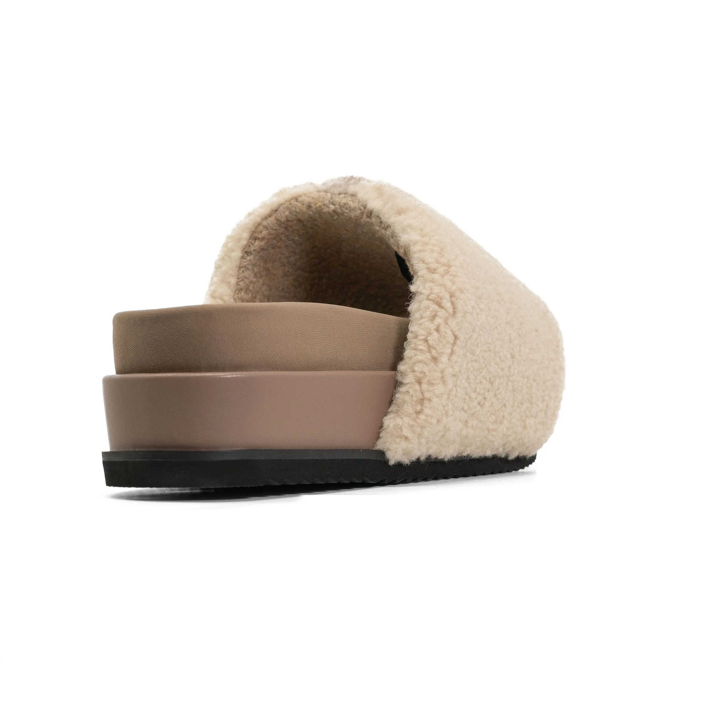 FUZZY STRIPE STACK PLATFORM NATURAL & CEMENT FAUX SHEARLING