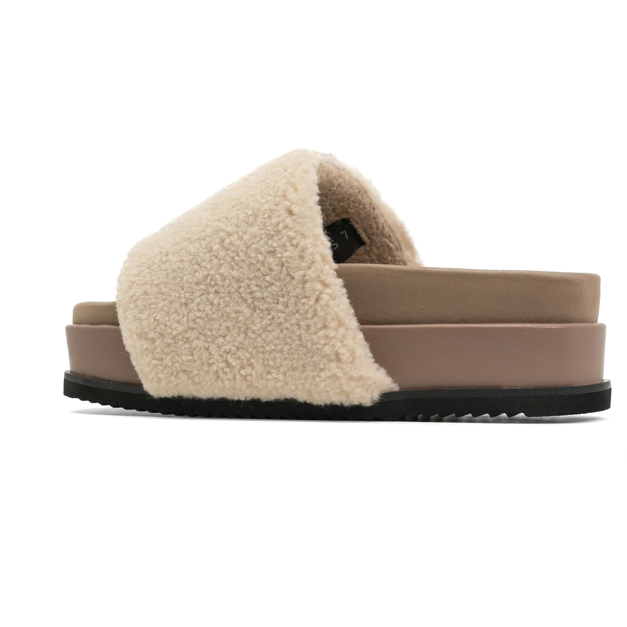 FUZZY STRIPE STACK PLATFORM NATURAL & CEMENT FAUX SHEARLING