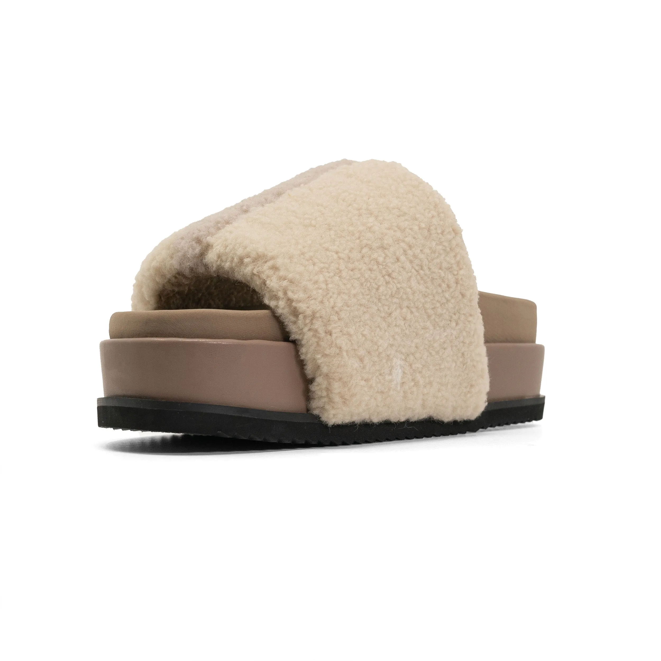 FUZZY STRIPE STACK PLATFORM NATURAL & CEMENT FAUX SHEARLING