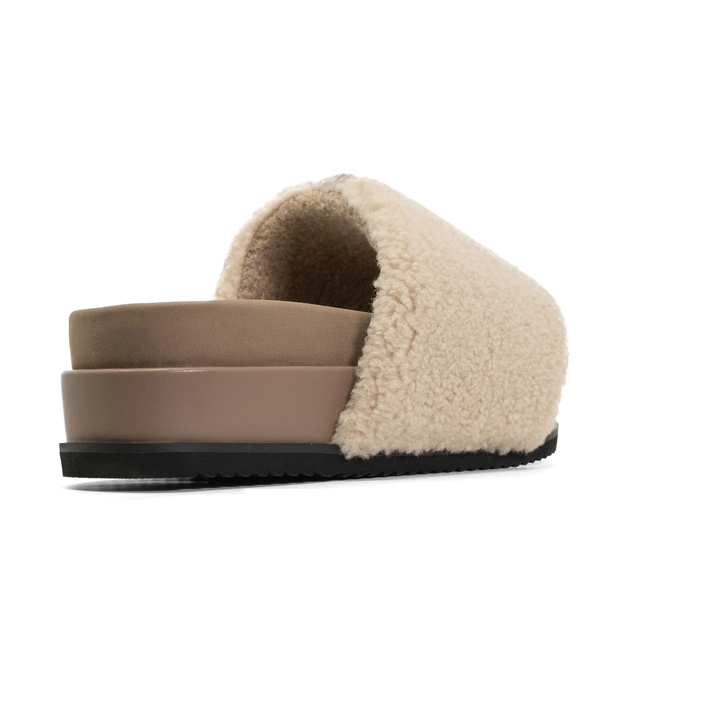 FUZZY STRIPE STACK PLATFORM NATURAL & CEMENT FAUX SHEARLING