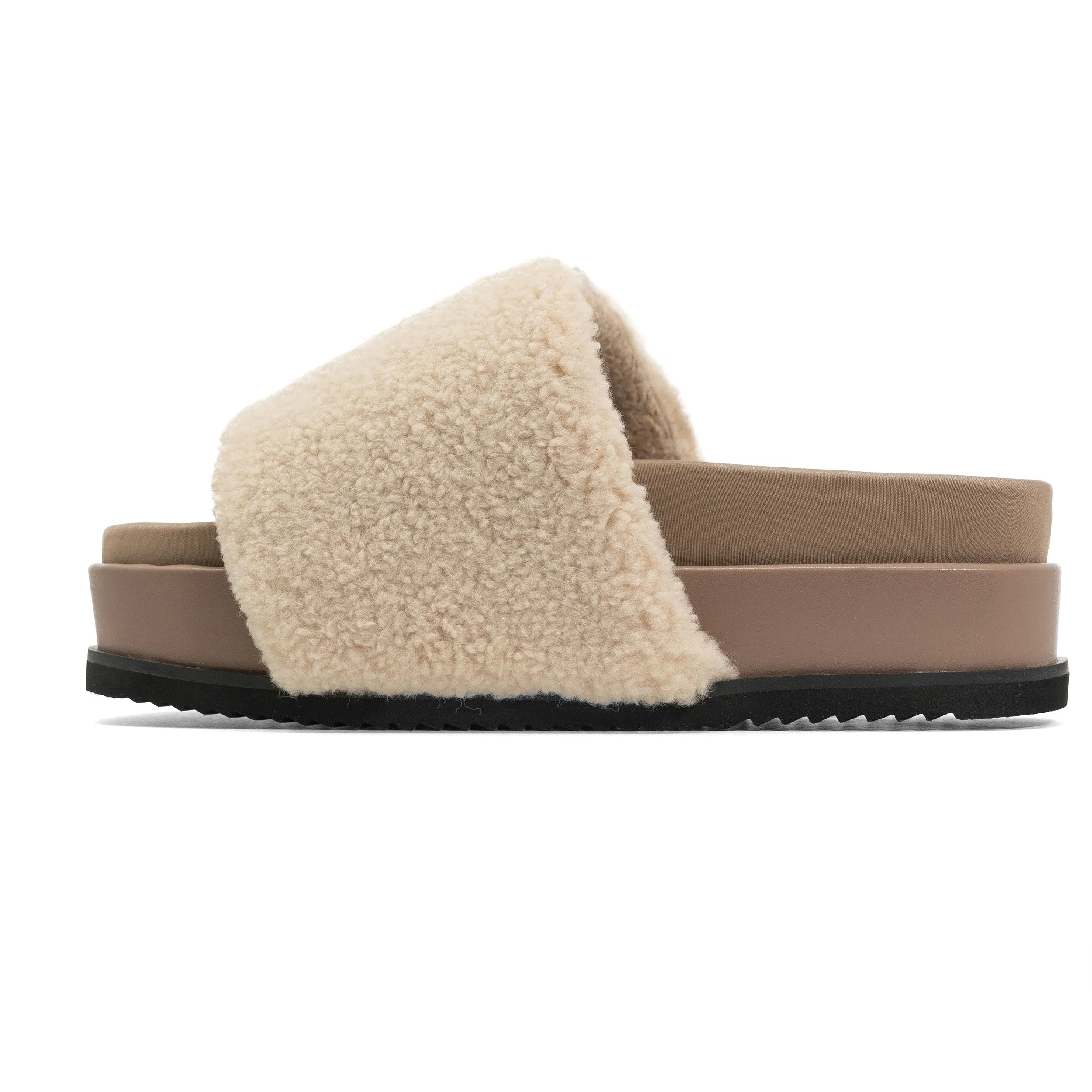 FUZZY STRIPE STACK PLATFORM NATURAL & CEMENT FAUX SHEARLING