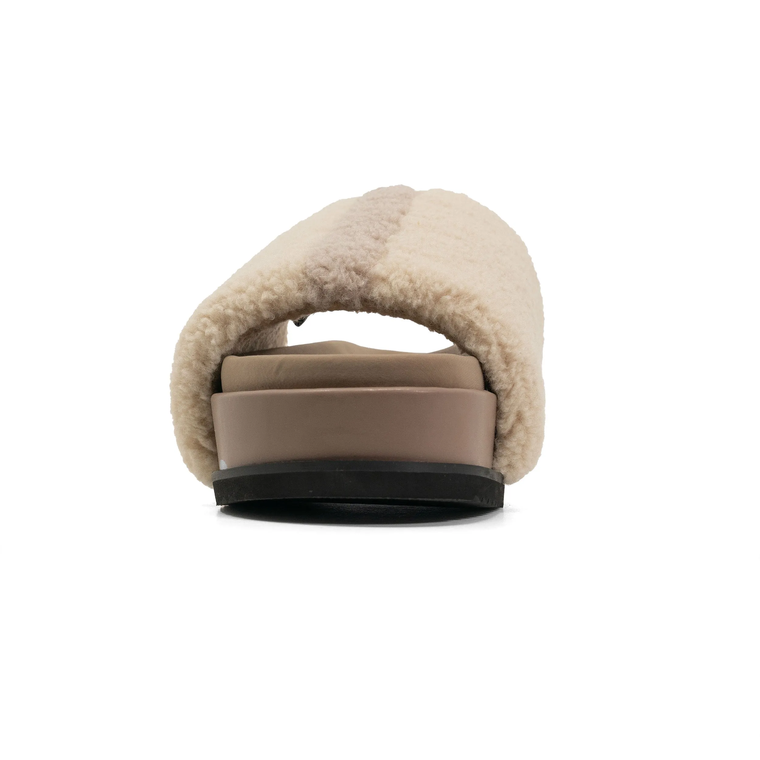 FUZZY STRIPE STACK PLATFORM NATURAL & CEMENT FAUX SHEARLING