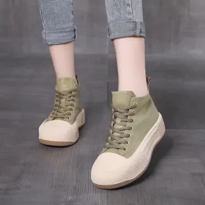 Genuine Leather Lace-Up Soft Sole Casual Shoes Versatile Comfortable Women's Shoes