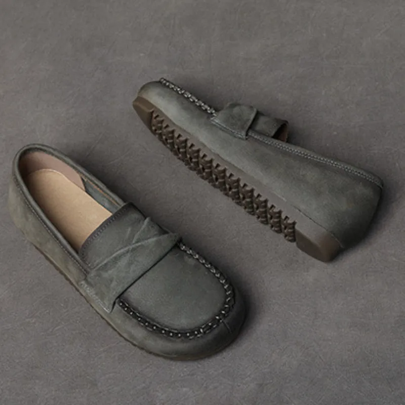 Genuine Leather Retro Handmade Soft Sole Women's Autumn and Winter Non-slip Flat Shoes