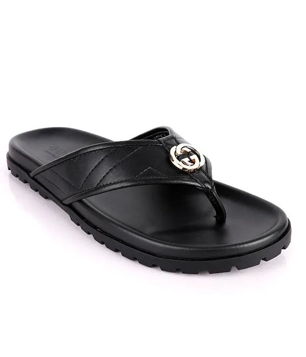 GG Logo Thong Slipper|Black