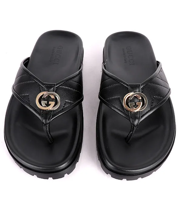 GG Logo Thong Slipper|Black