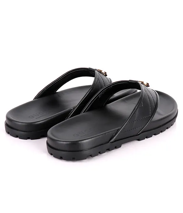 GG Logo Thong Slipper|Black