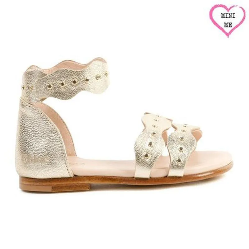 Girls Gold Leather Sandals
