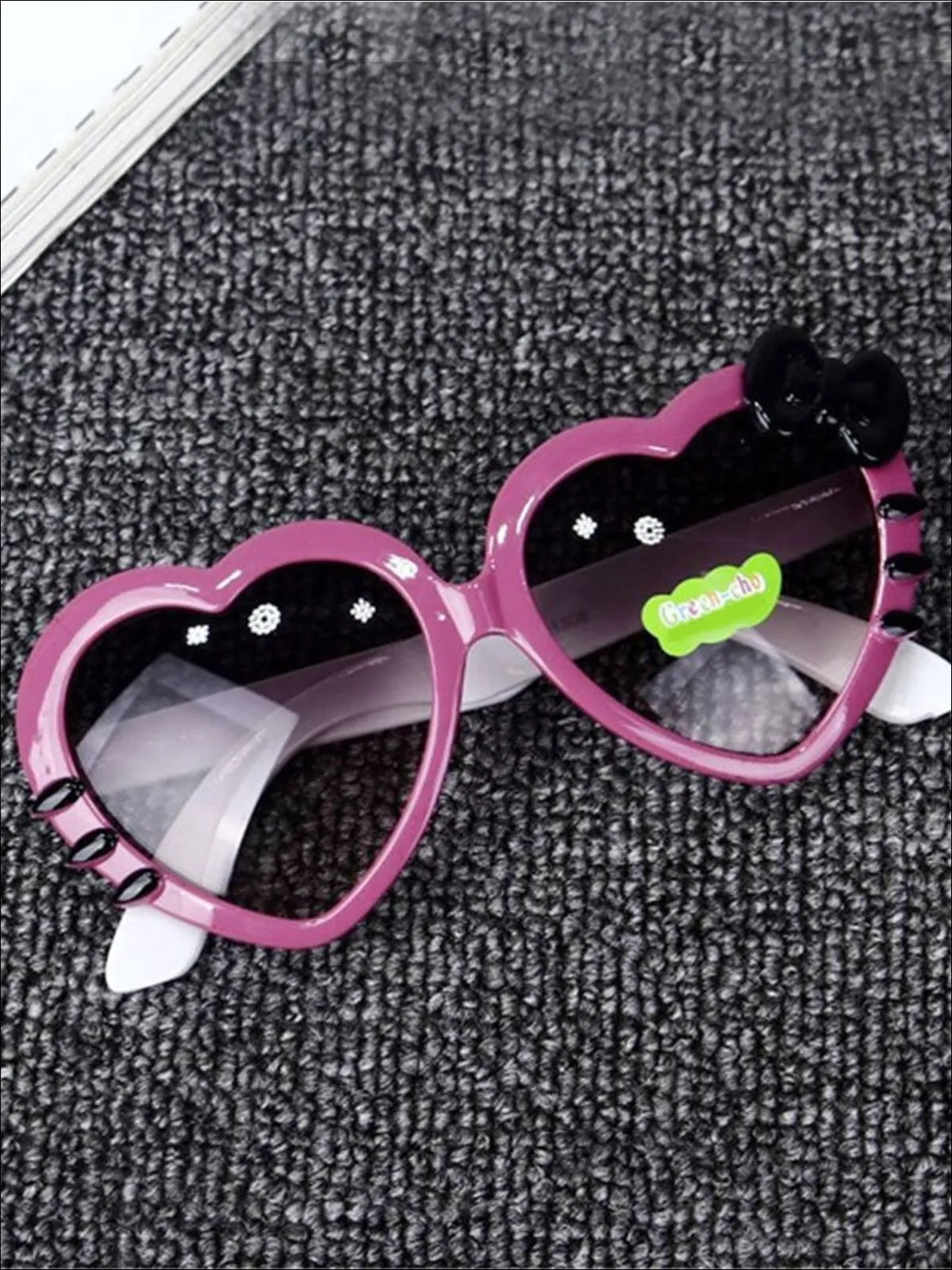 Girls Heart Shaped Sunglasses With Bow
