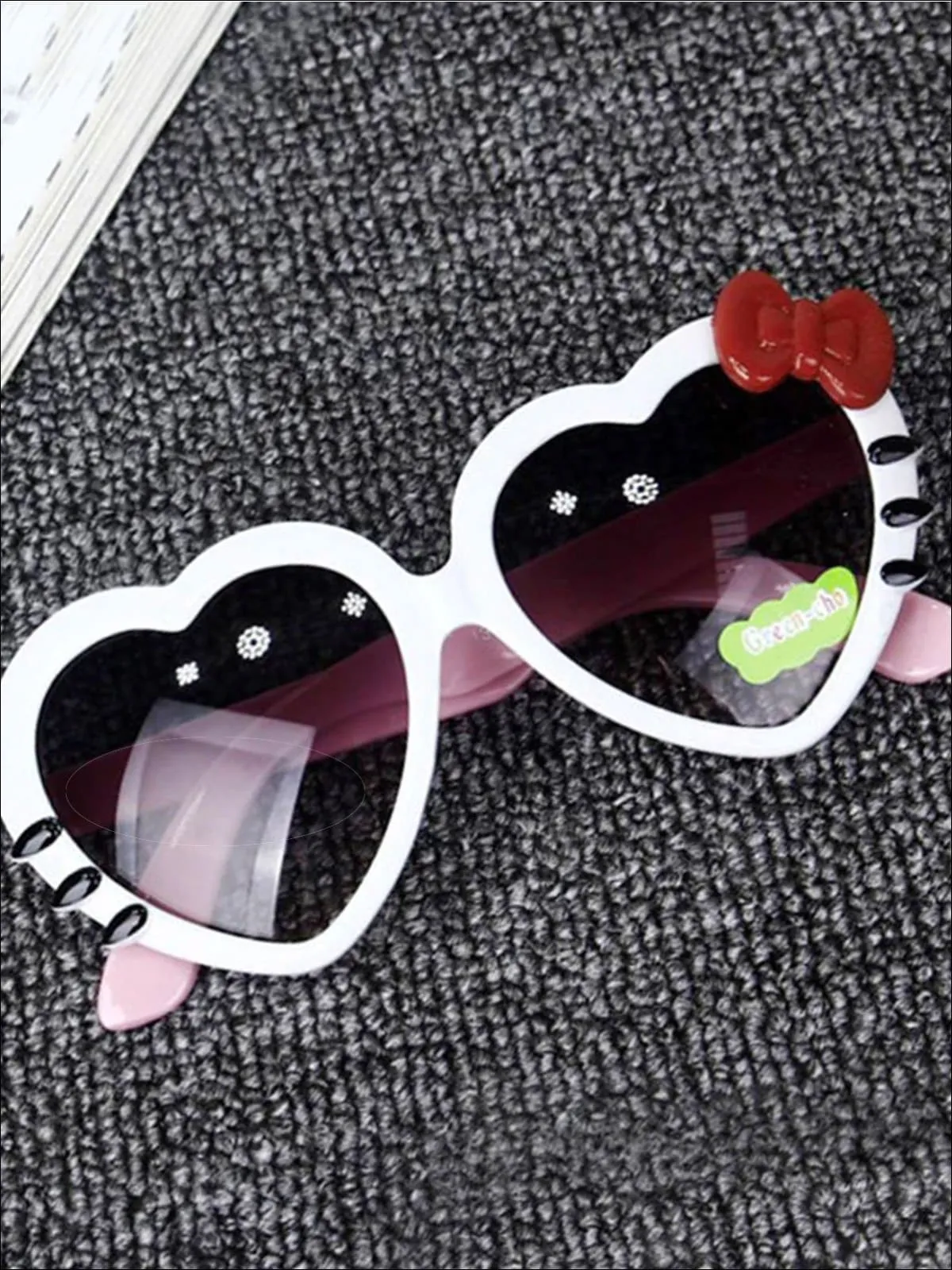 Girls Heart Shaped Sunglasses With Bow