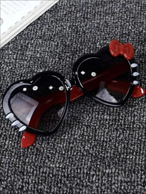 Girls Heart Shaped Sunglasses With Bow