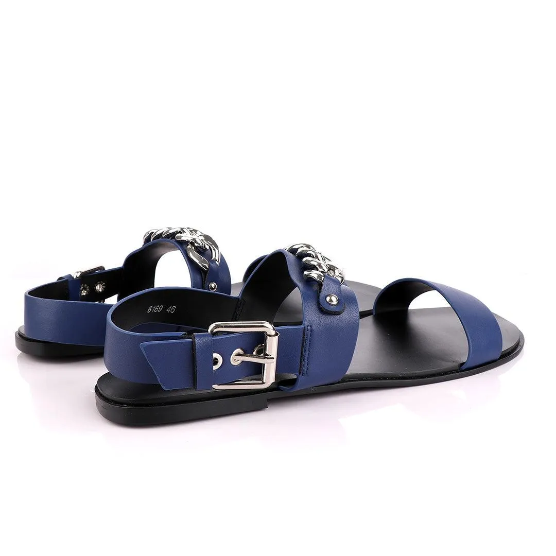 Giuseppe Zanotti Zak Chain Leather Sandals - Blue