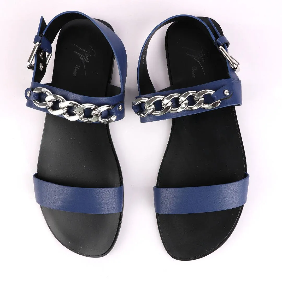Giuseppe Zanotti Zak Chain Leather Sandals - Blue