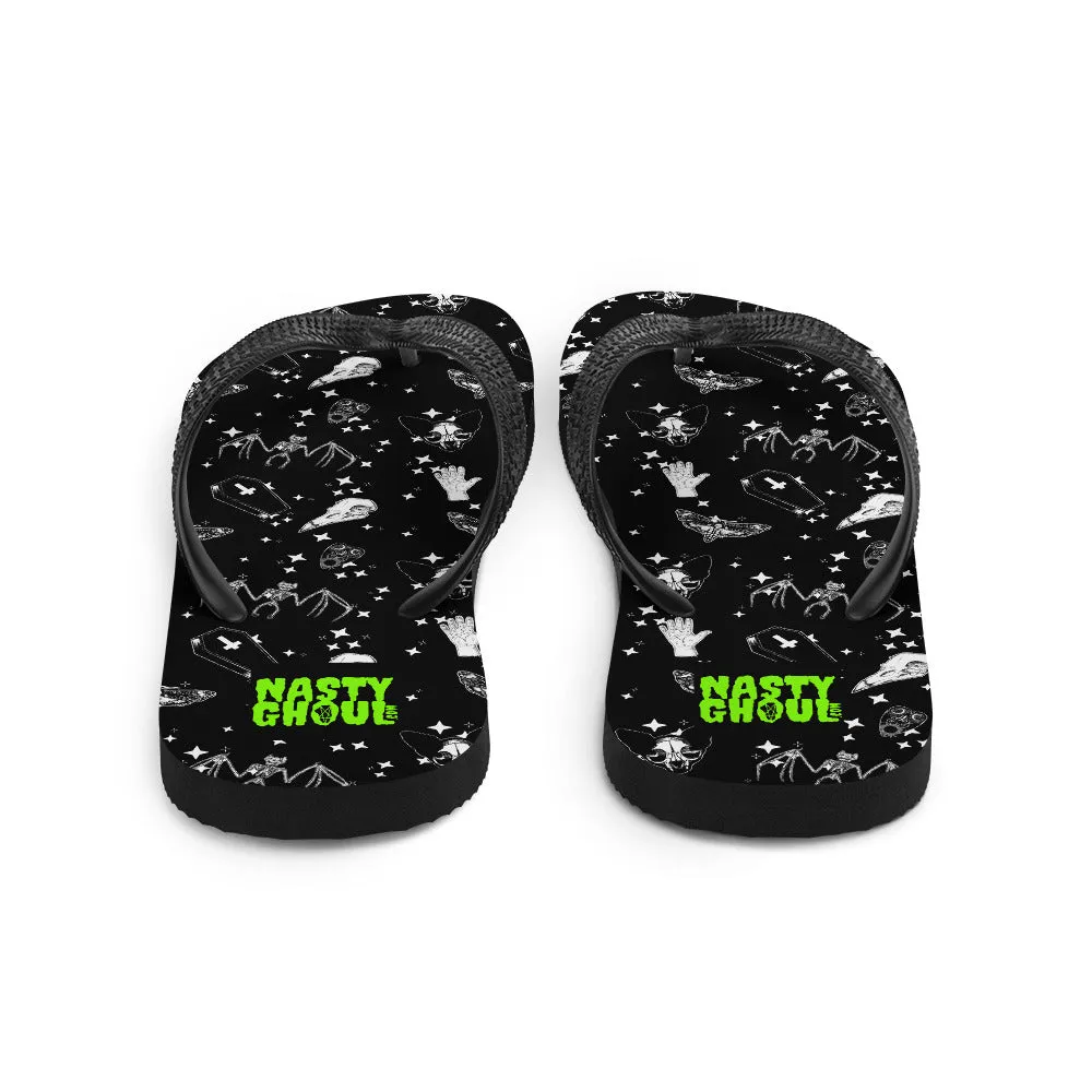 Gothic Pattern Flip-Flops All Over Print