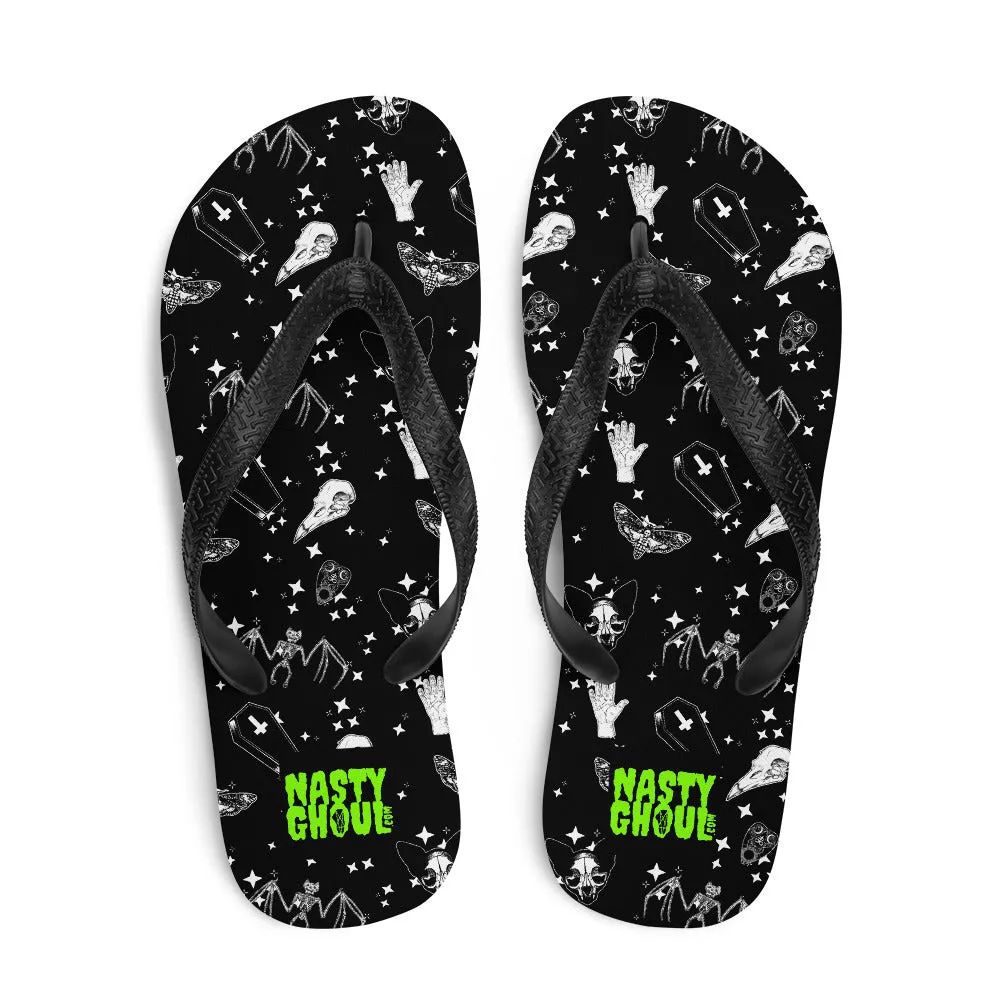 Gothic Pattern Flip-Flops All Over Print