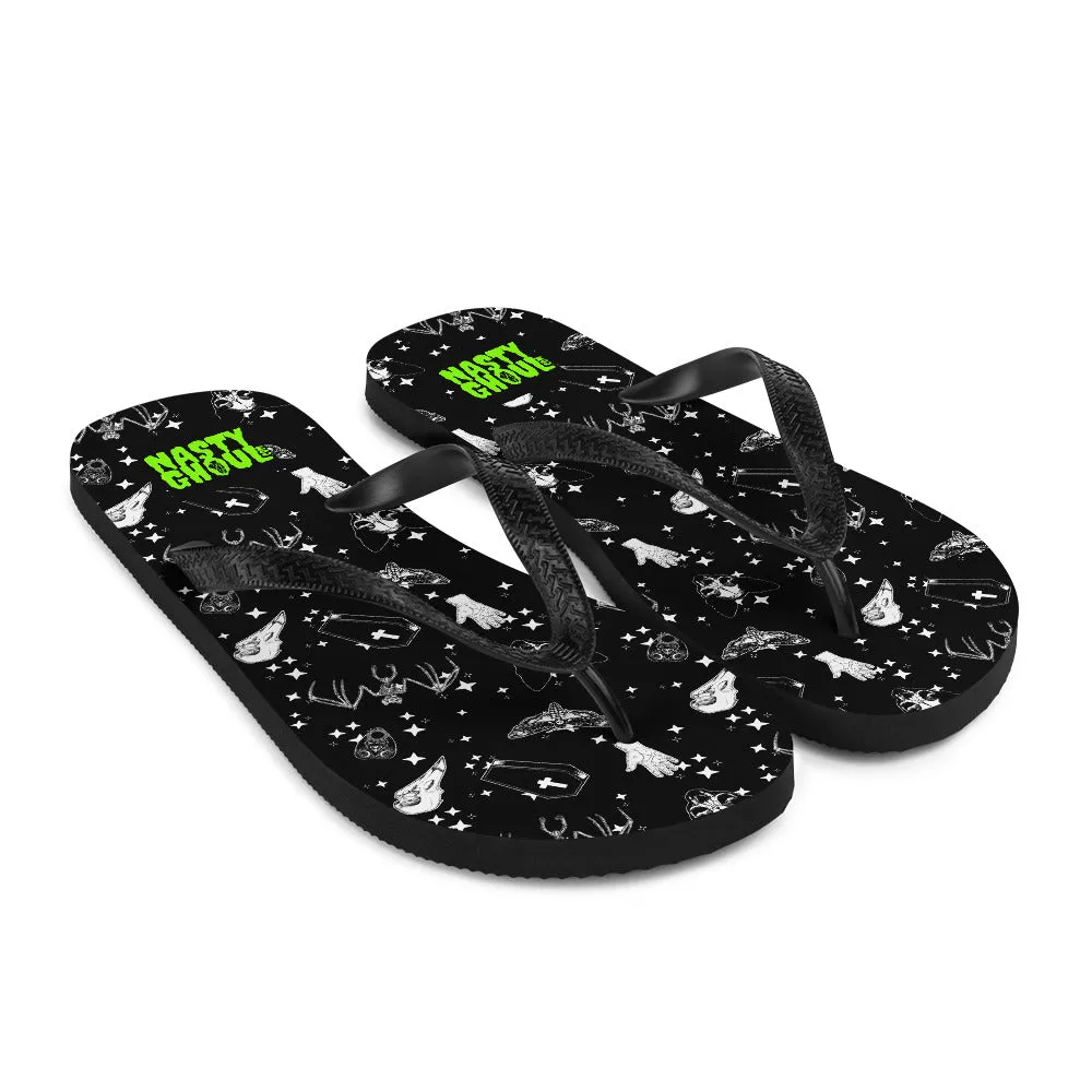 Gothic Pattern Flip-Flops All Over Print