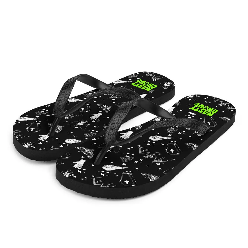 Gothic Pattern Flip-Flops All Over Print