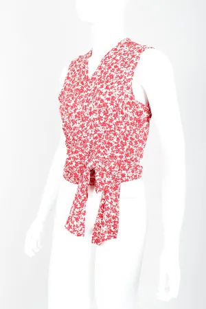 Graphic Floral Print Wrap Top