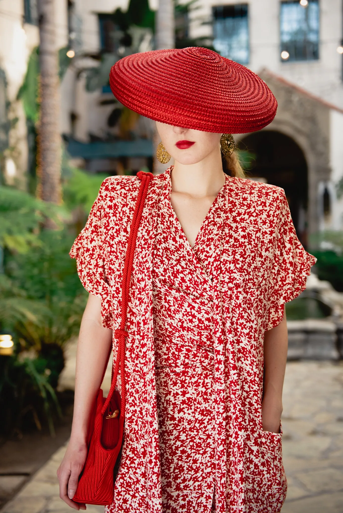 Graphic Floral Print Wrap Top