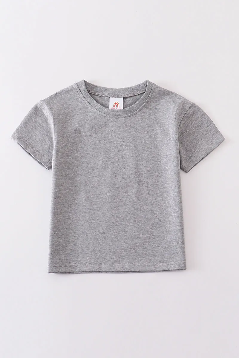 Gray Blank Basic T-shirt Adult Kids And Baby Bubble