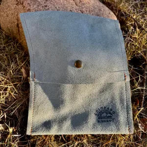 Gray Suede Leather Snap Pouch