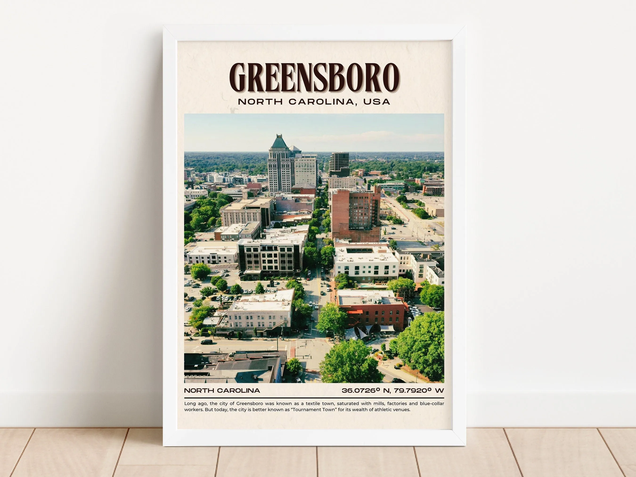 Greensboro Vintage Wall Art, North Carolina, USA
