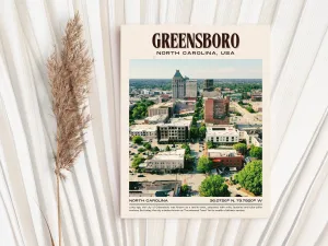 Greensboro Vintage Wall Art, North Carolina, USA