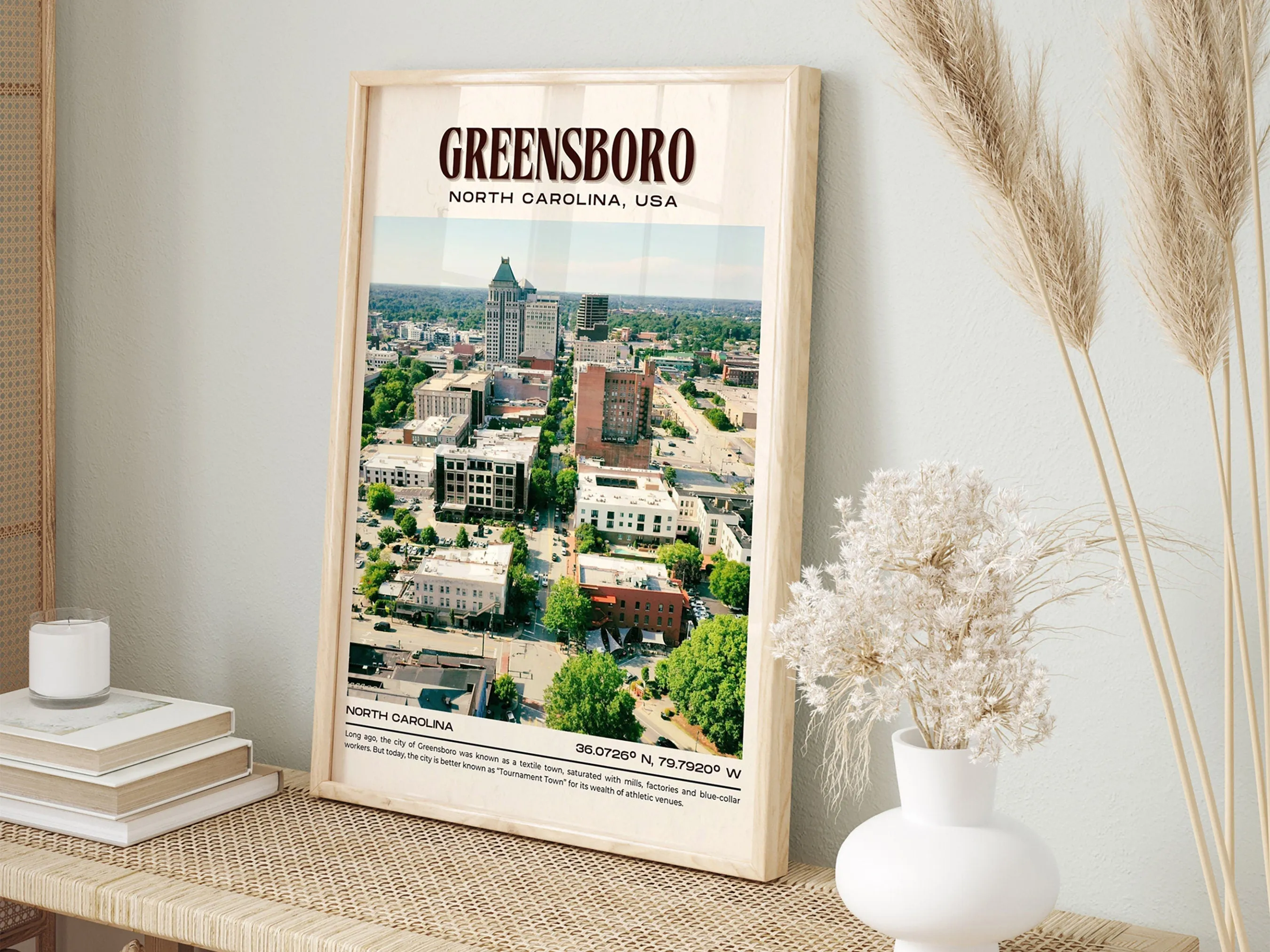 Greensboro Vintage Wall Art, North Carolina, USA