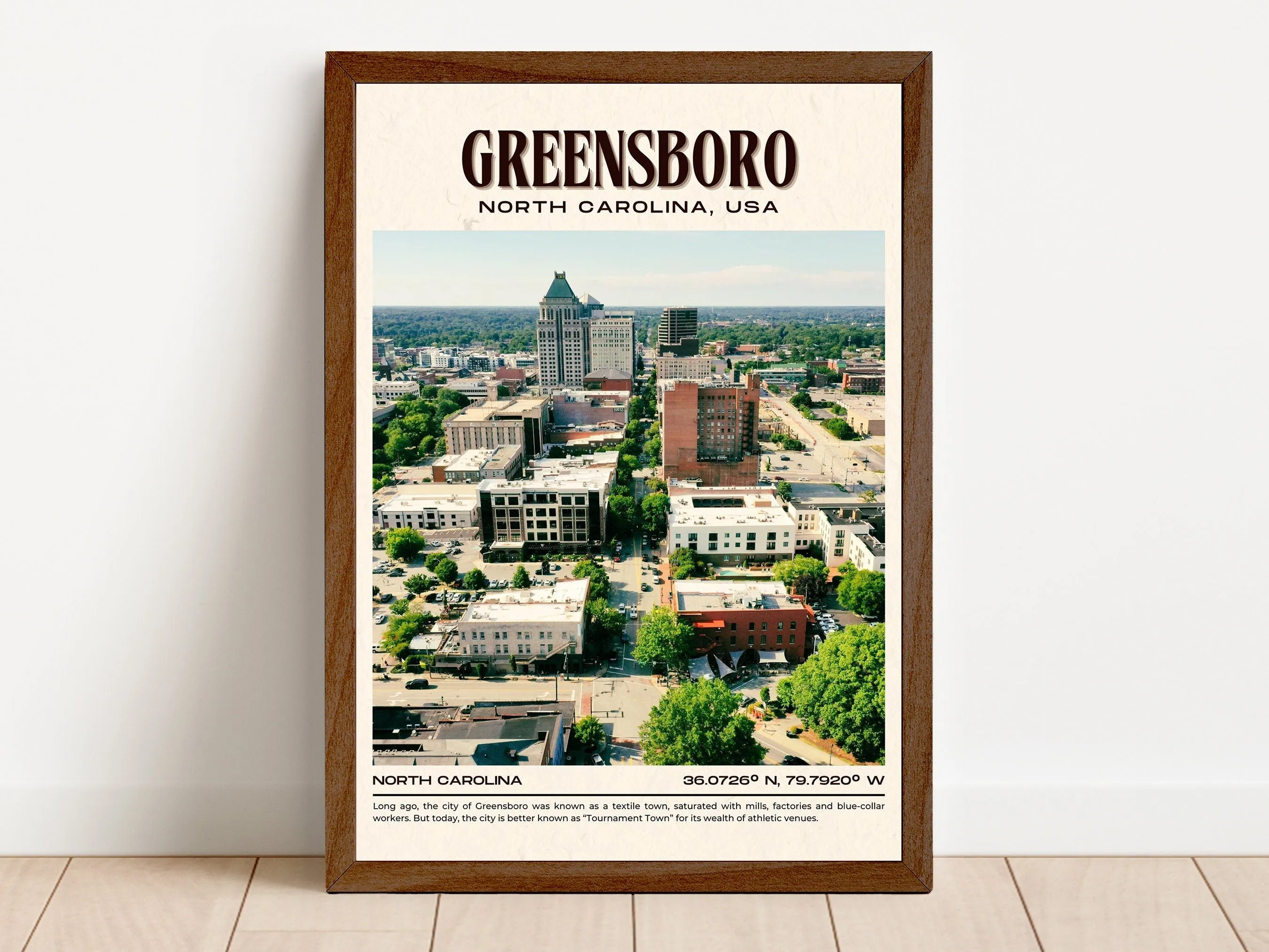Greensboro Vintage Wall Art, North Carolina, USA