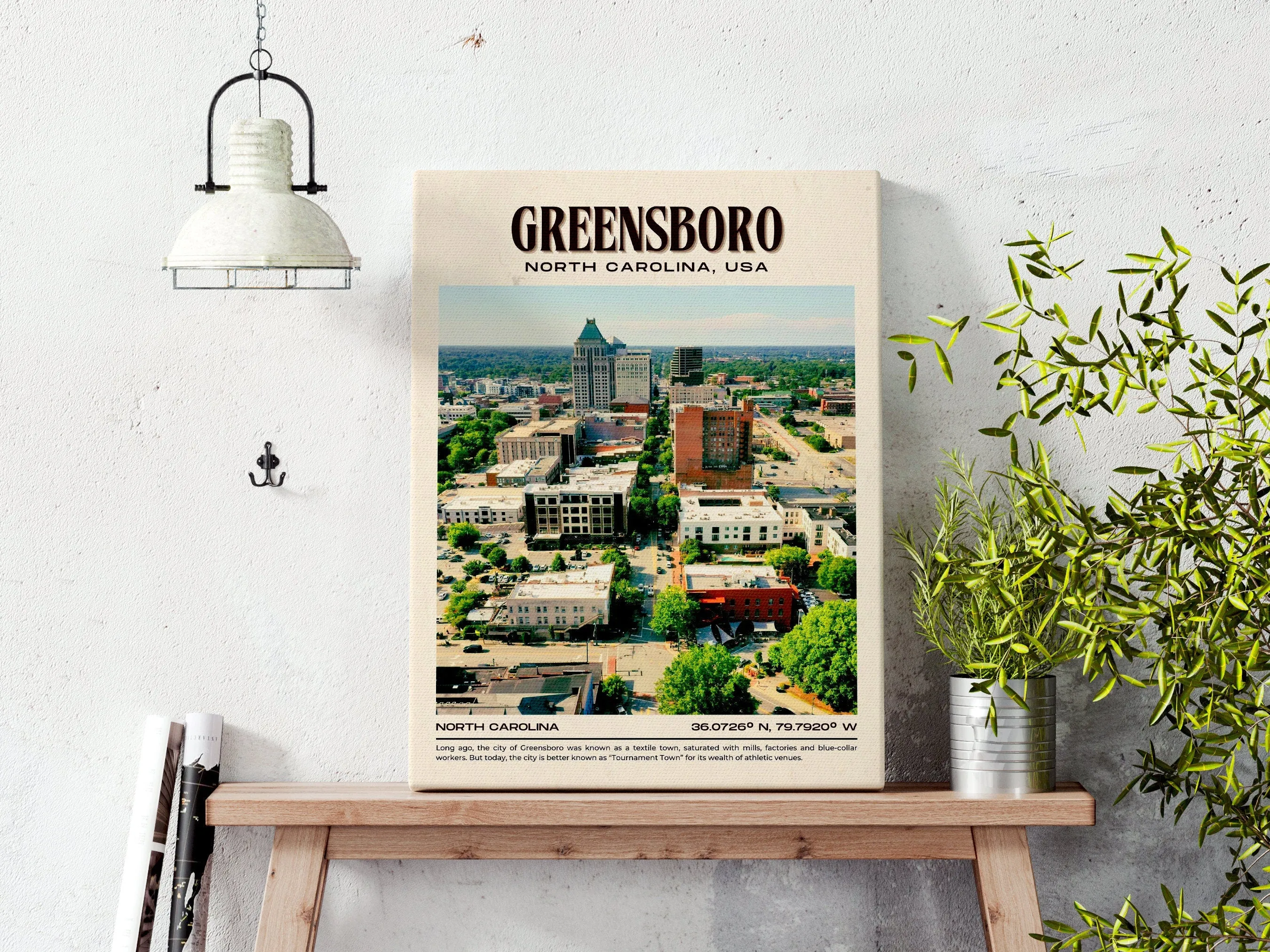 Greensboro Vintage Wall Art, North Carolina, USA