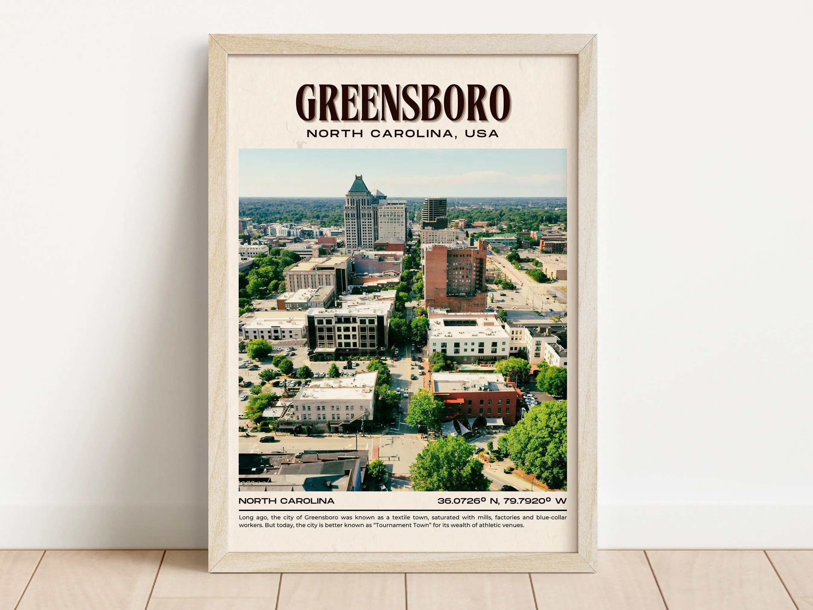Greensboro Vintage Wall Art, North Carolina, USA