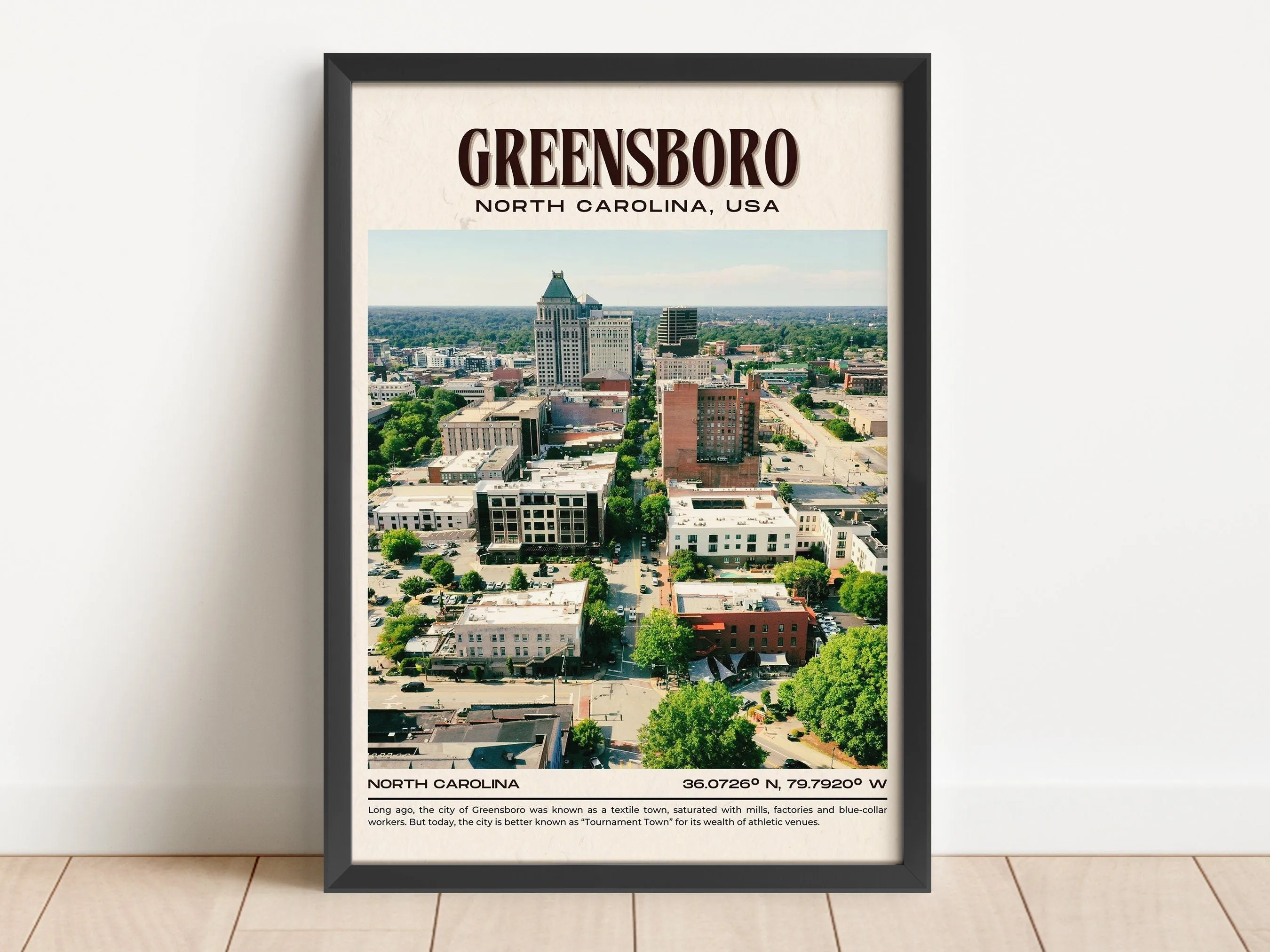 Greensboro Vintage Wall Art, North Carolina, USA