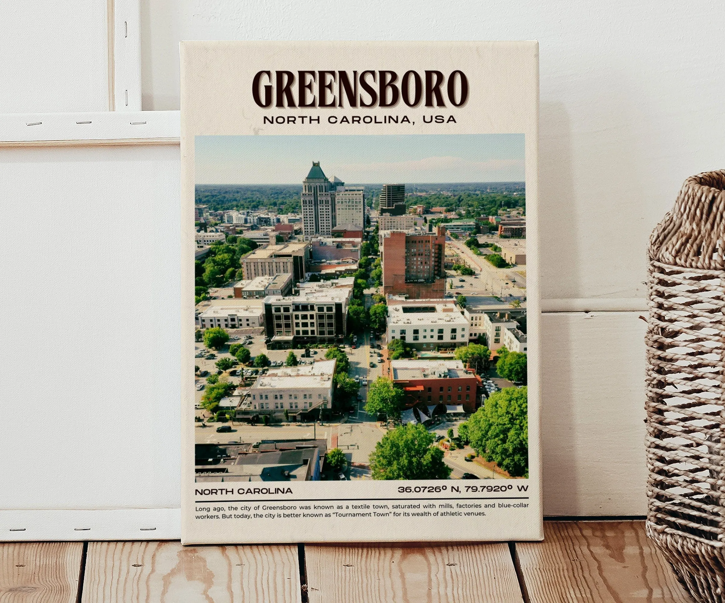 Greensboro Vintage Wall Art, North Carolina, USA