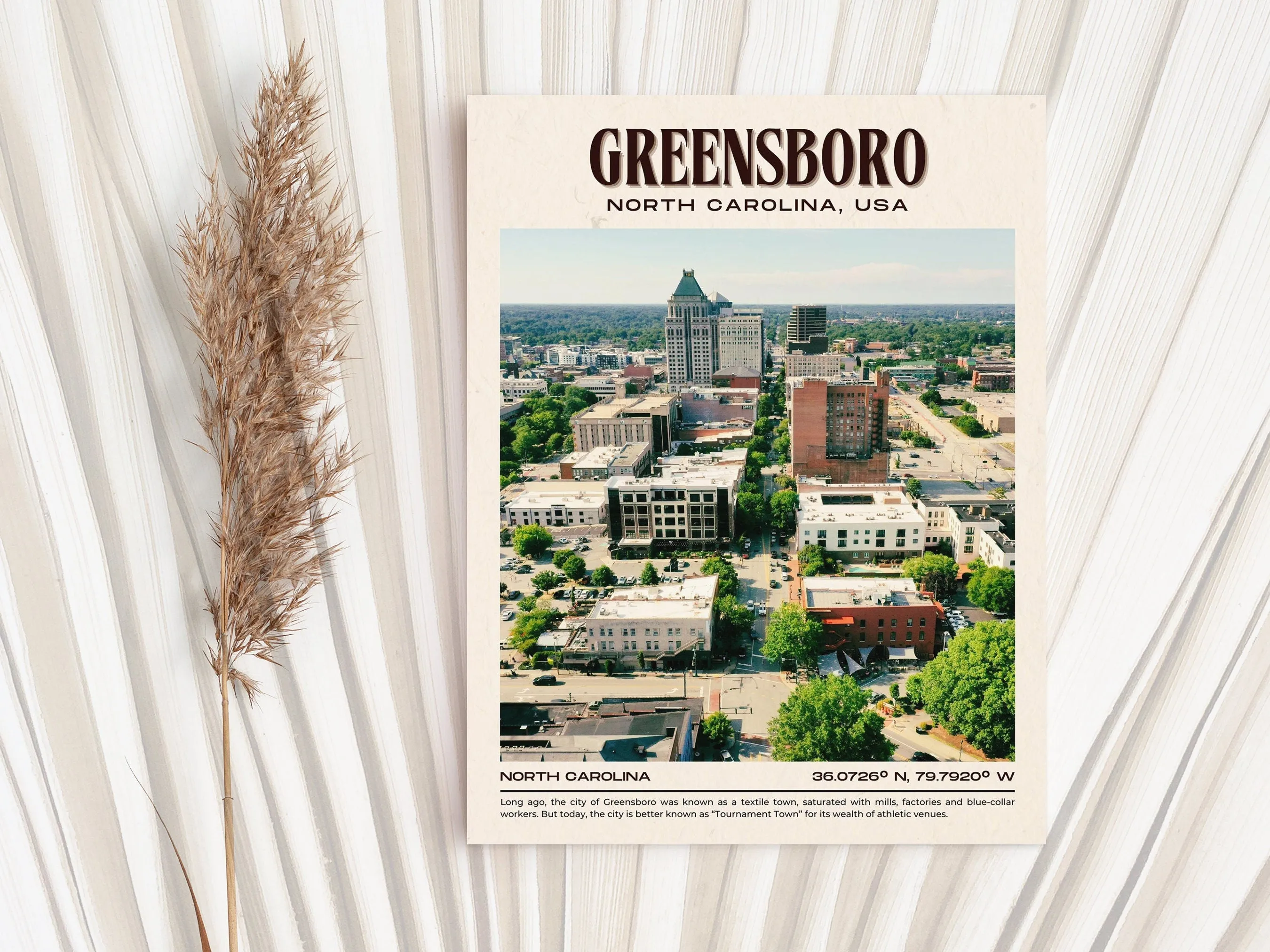 Greensboro Vintage Wall Art, North Carolina, USA