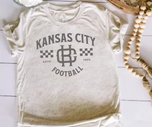 Grey Vintage Kansas City Football Oatmeal Tee