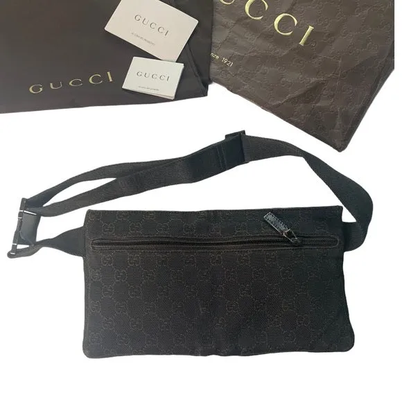 Gucci Brown Canvas Fanny Pack Belt Bag Waist Bag