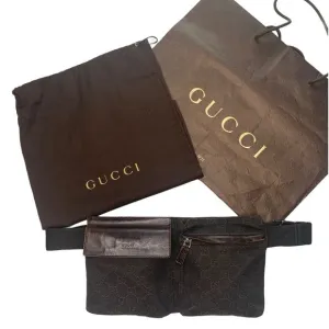 Gucci Brown Canvas Fanny Pack Belt Bag Waist Bag