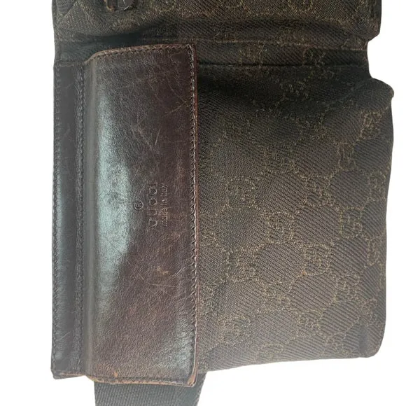 Gucci Brown Canvas Fanny Pack Belt Bag Waist Bag