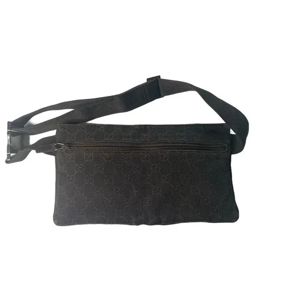 Gucci Brown Canvas Fanny Pack Belt Bag Waist Bag