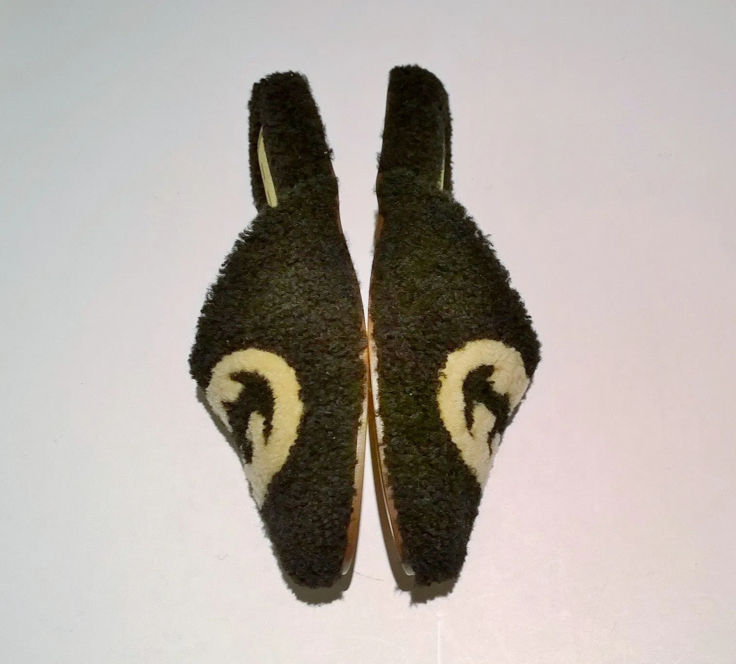 Gucci Eileen Interlocking G Shearling Slides in Black Flats GG
