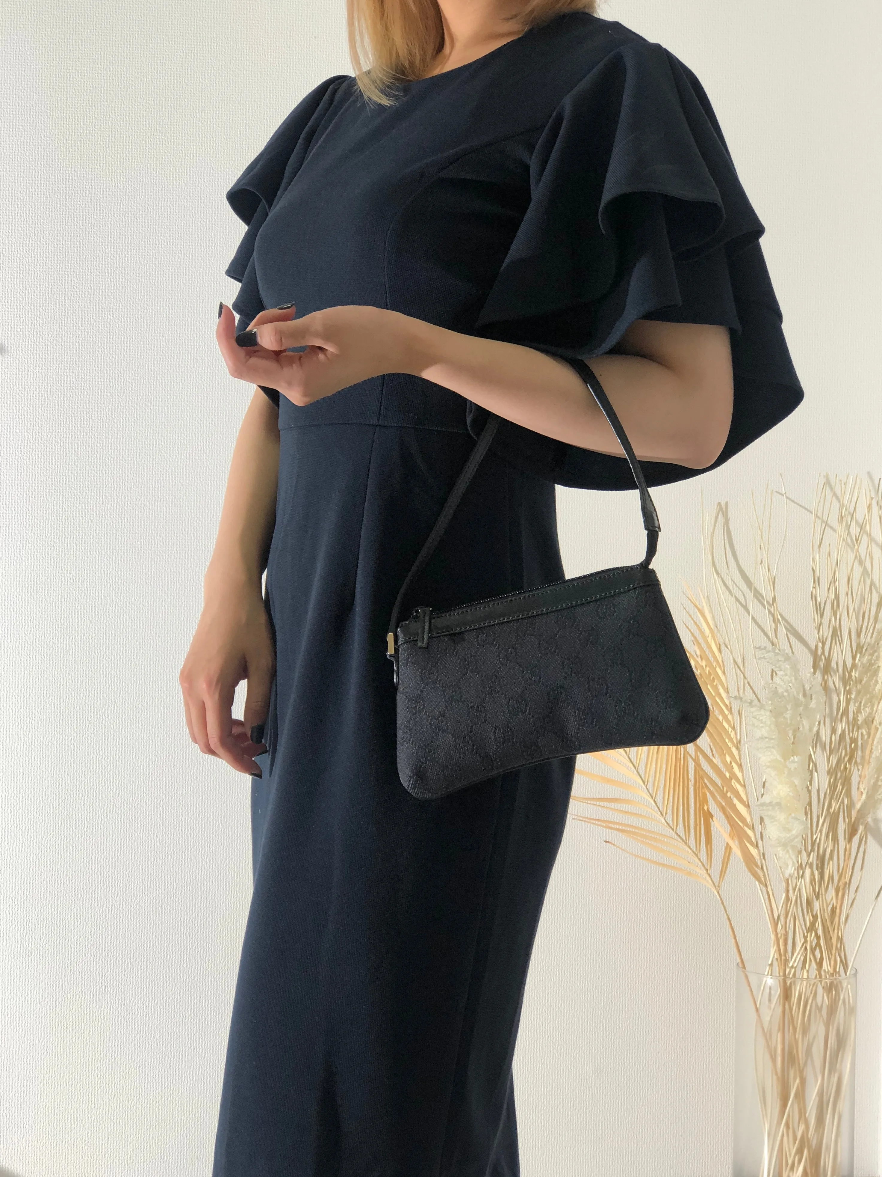 GUCCI GG Canvas Canvas Hobobag Pouch Black Vintage c3ne6d