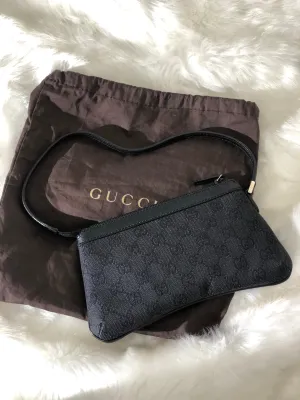 GUCCI GG Canvas Canvas Hobobag Pouch Black Vintage c3ne6d