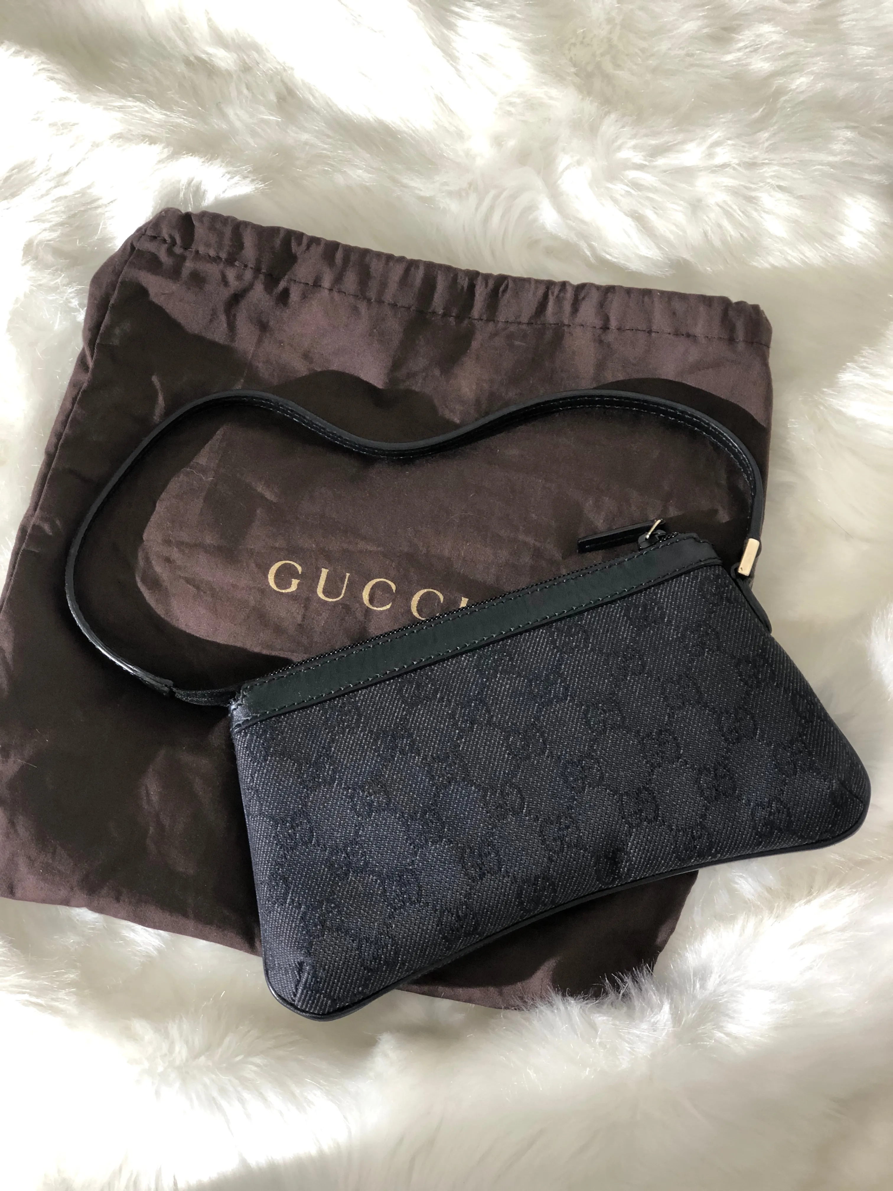 GUCCI GG Canvas Canvas Hobobag Pouch Black Vintage c3ne6d