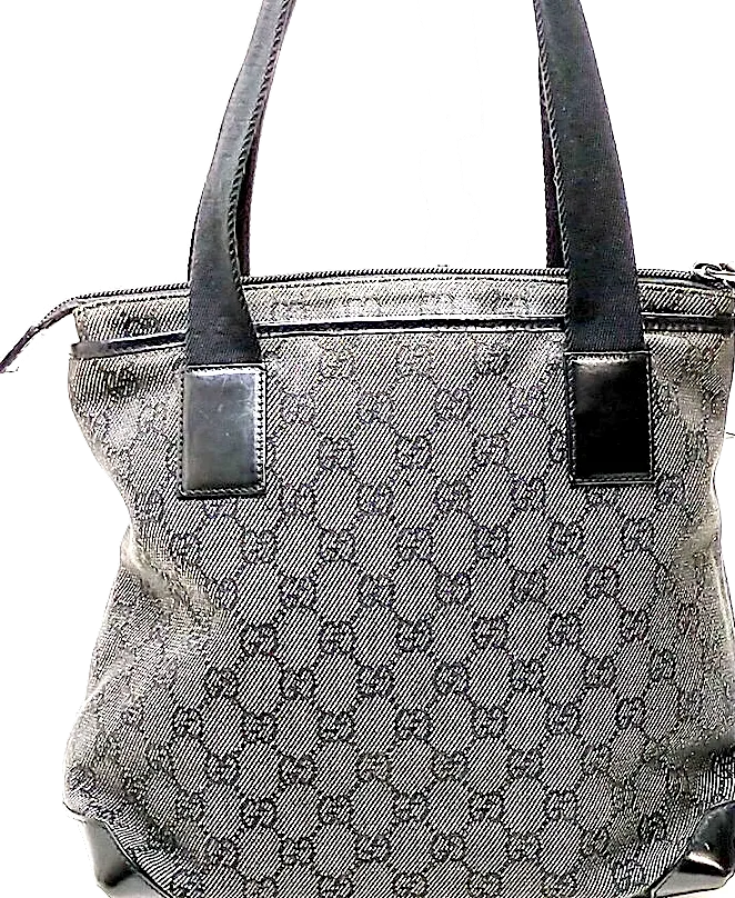 Gucci Italy. Black Canvas & Leather Handbag/Shoulderbag