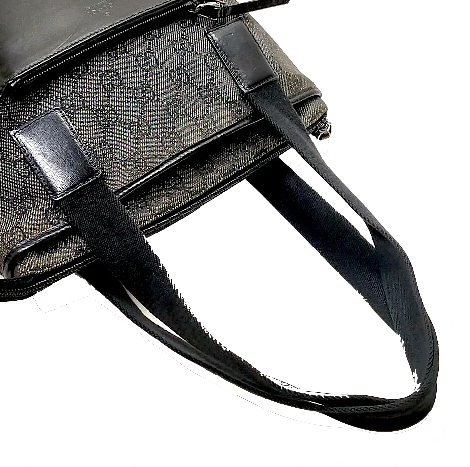 Gucci Italy. Black Canvas & Leather Handbag/Shoulderbag