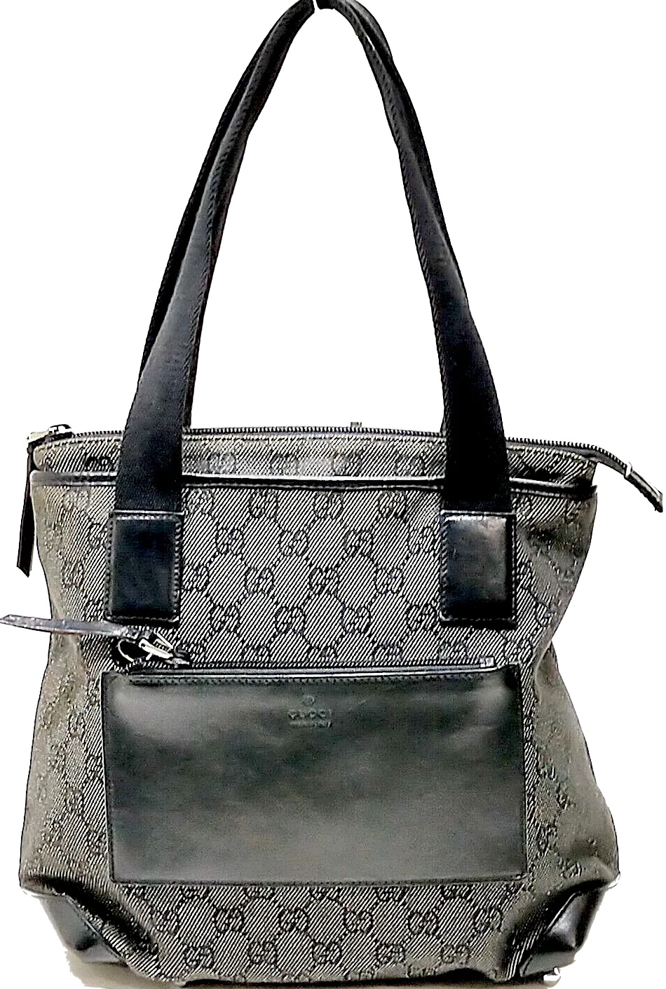 Gucci Italy. Black Canvas & Leather Handbag/Shoulderbag