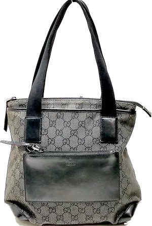 Gucci Italy. Black Canvas & Leather Handbag/Shoulderbag