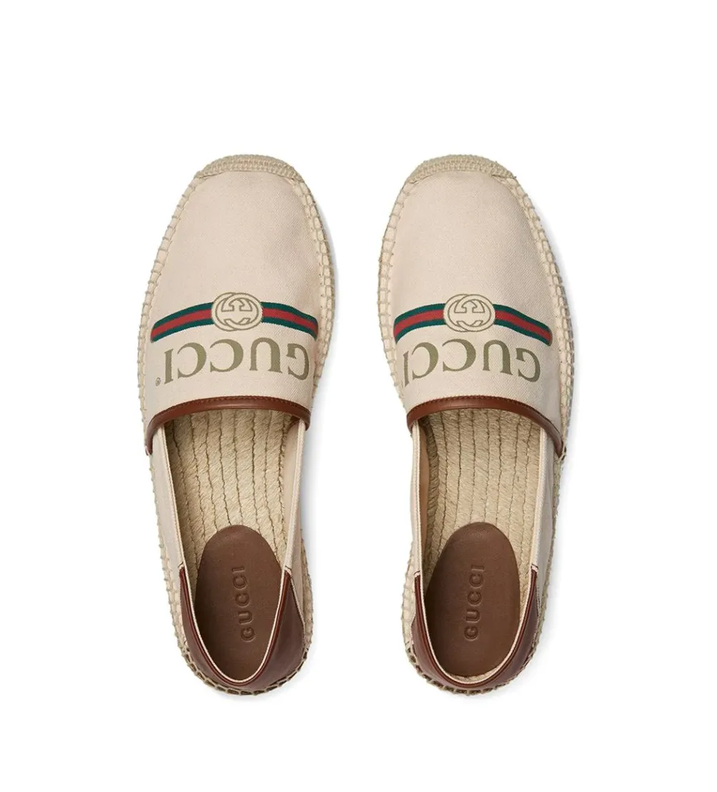 Gucci Logo Canvas Espadrilles in White